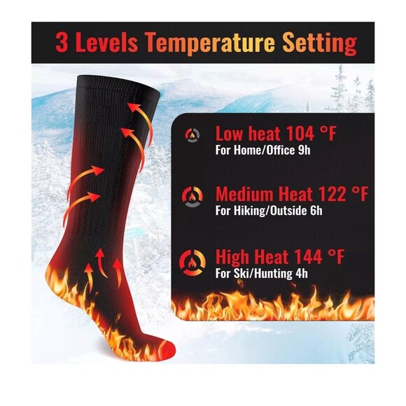 TOMUM Rechargeable Heated Socks Size Small Men Women Washable Battery Operated - Picture 4 of 10